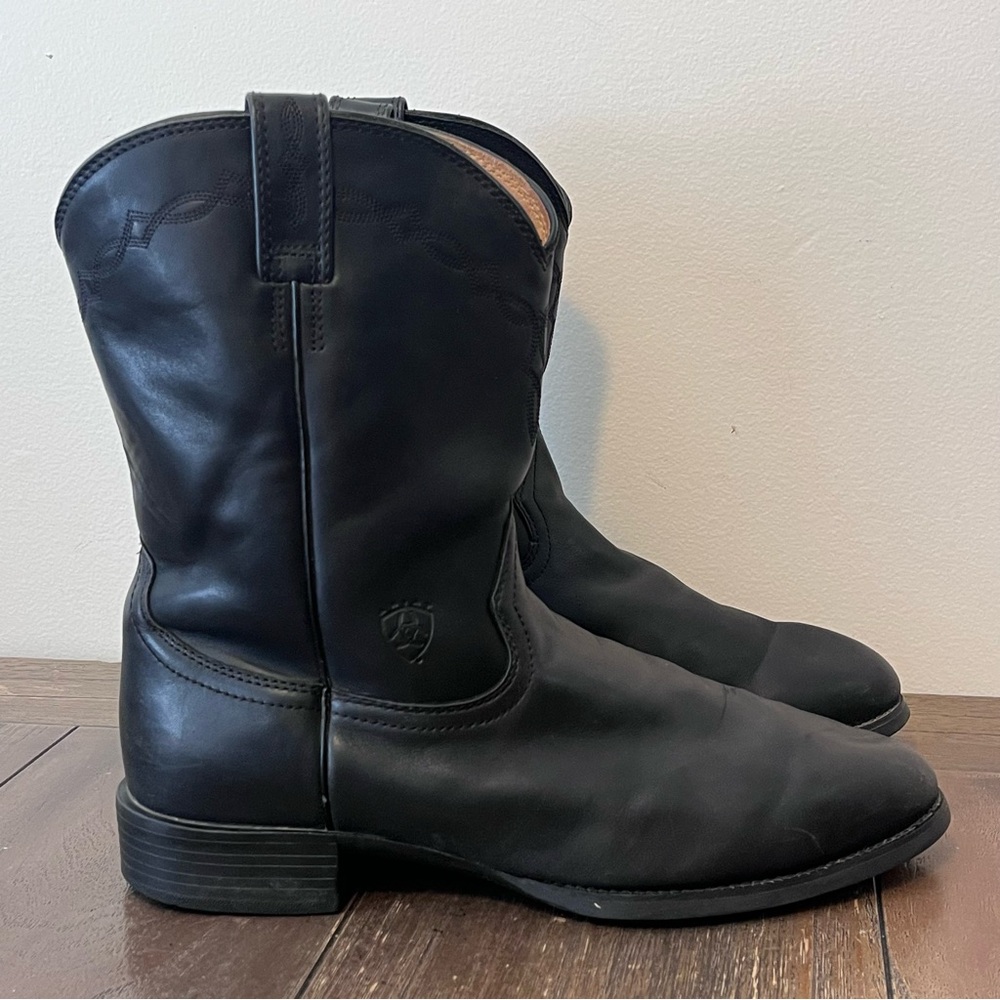 Ariat ATS Black Leather Pull On Western Boots Mens 13 EE